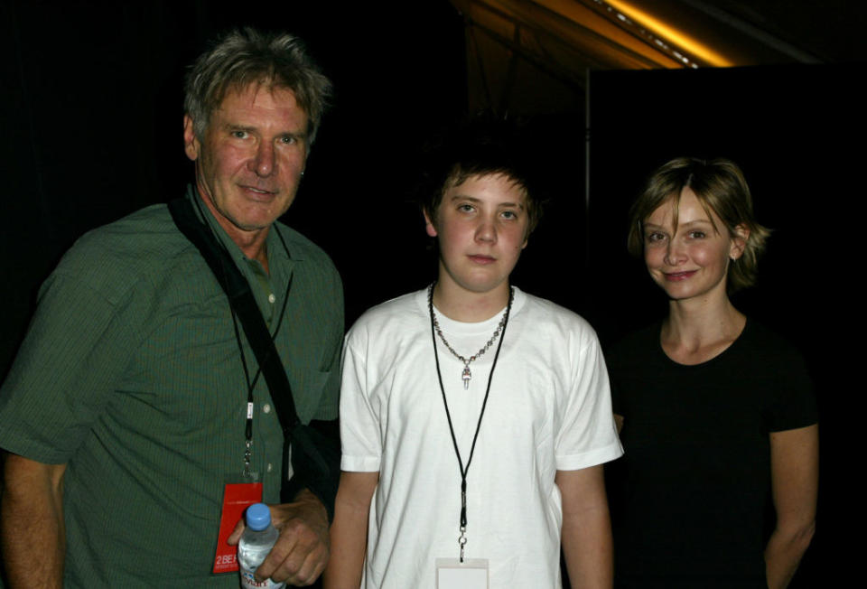 Harrison Ford, son Malcolm Ford and Calista Flockhart. Photo by J. Vespa/WireImage