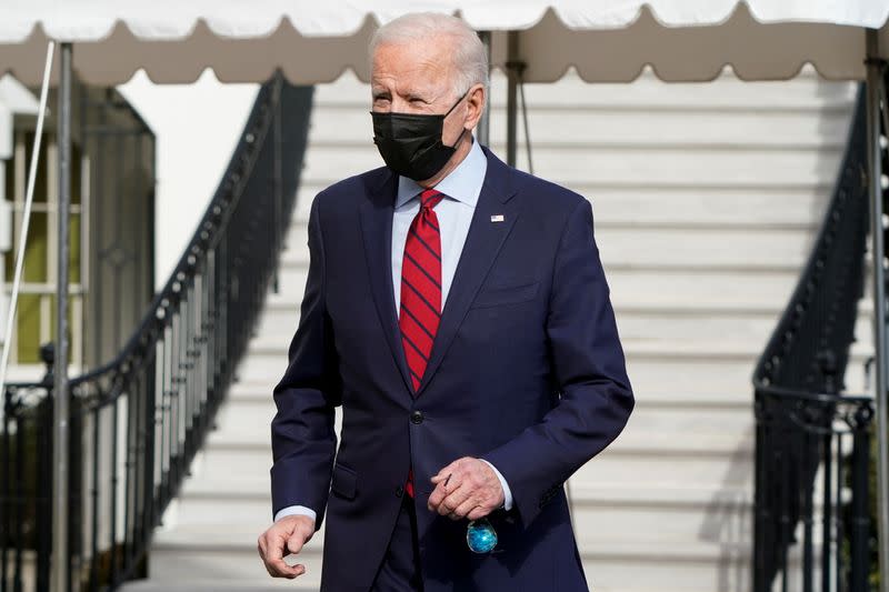 U.S. President Joe Biden walks to Marine One as he departs from Washington