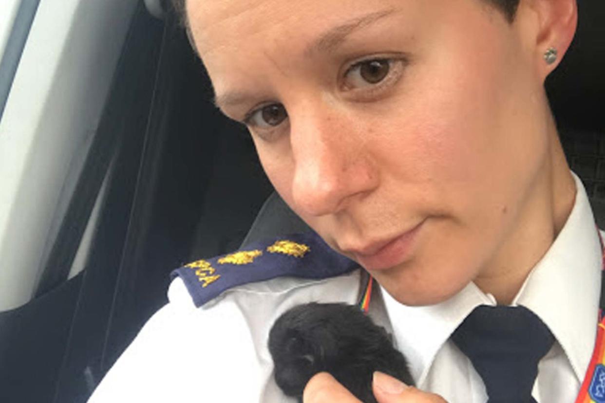 Undated handout photo issued by the RSPCA showing a newborn kitten, held by Inspector Harriet Daliday, who was rescued by the RSPCA on Monday. PA Photo. Issue date: Wednesday August 19, 2020: PA