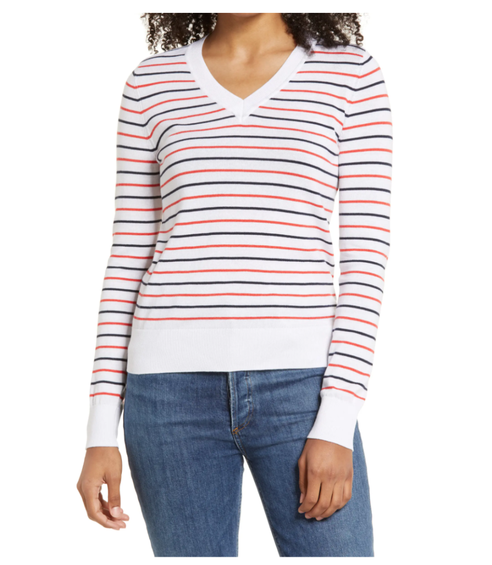 1901 Cotton V-Neck Sweater. Image via Nordstrom.