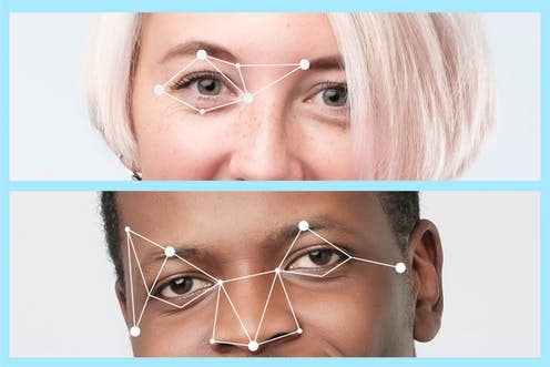 <span class="caption">When it comes to faces, most of us are typical-recognisers, with just a small percentage classed as super-recognisers.</span> <span class="attribution"><a class="link " href="https://www.shutterstock.com/image-photo/machine-learning-systems-technology-accurate-facial-1297552141" rel="nofollow noopener" target="_blank" data-ylk="slk:Shutterstock;elm:context_link;itc:0;sec:content-canvas">Shutterstock</a></span>