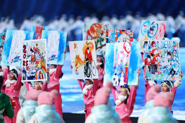 Performers display paintings during the Opening Ceremony of the Beijing 2022 Winter Olympics at the Beijing National Stadium on February 4, 2022, in Beijing, China.