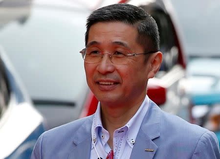 Hiroto Saikawa attends a parade to promote Tokyo Motor Show in Tokyo, Japan, October 24, 2015. Picture taken October 24, 2015. REUTERS/Toru Hanai