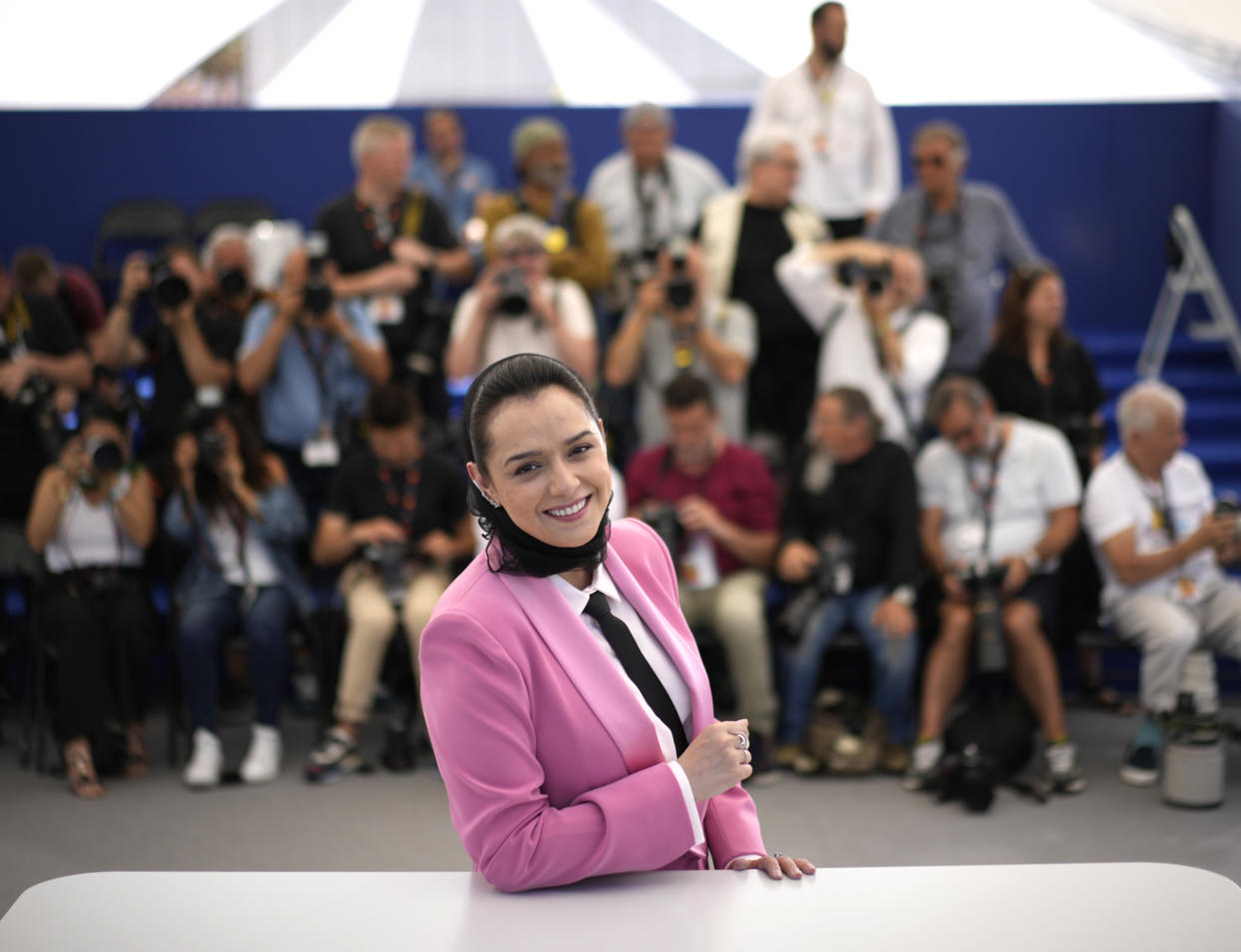 FILE - Taraneh Alidoosti poses for photographers at the photo call for the film 'Leila's Brothers' at the 75th international film festival, Cannes, southern France, Thursday, May 26, 2022. Iranian authorities arrested Alidoosti, one of the country’s most famous actresses on charges of spreading falsehoods about nationwide protests that grip the country, state media said Saturday, Dec. 17. (AP Photo/Daniel Cole, File)