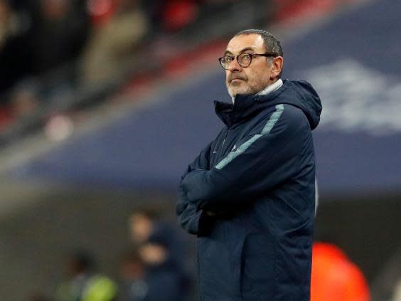 Maurizio Sarri has been left furious by Chelsea’s performance at Arsenal (AP)