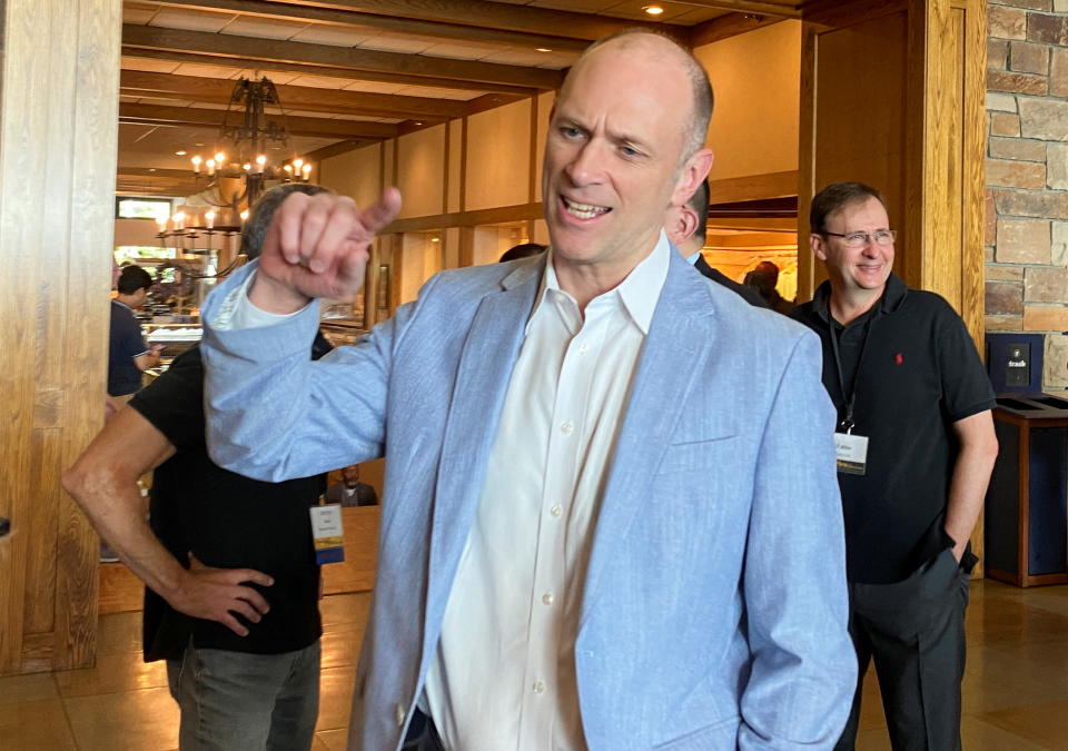 Chicago Fed President Austan Goolsbee speaks as he heads into the Kansas City Fed's annual economic symposium in Jackson Hole, Wyoming, U.S., August 24, 2023. REUTERS/Ann Saphir