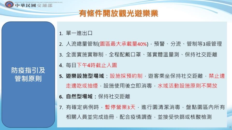 有條件開放觀光遊樂業。（圖／交通部）