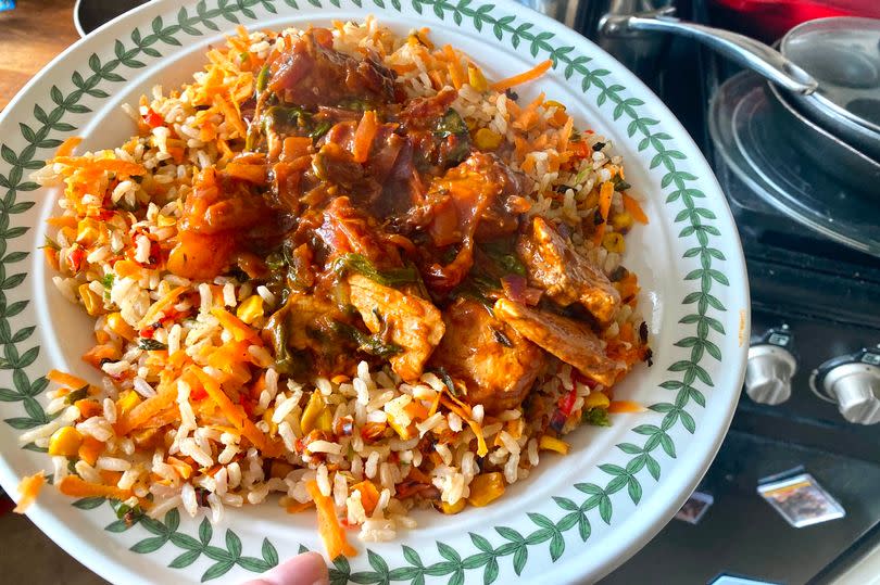 Slimming World's Jerk pork with pepper, corn and coriander rice