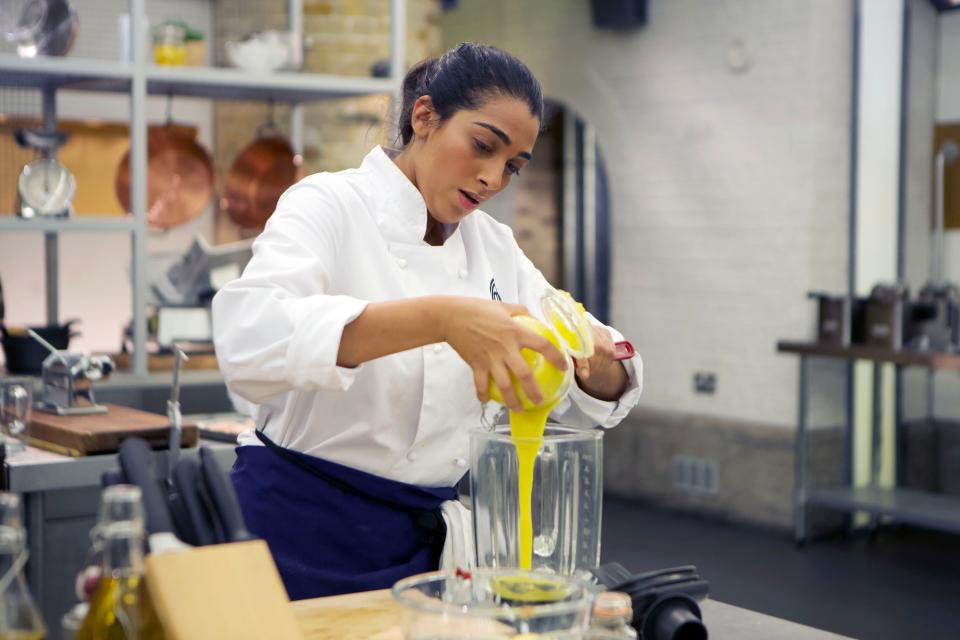 Nikita creating her final three dishes