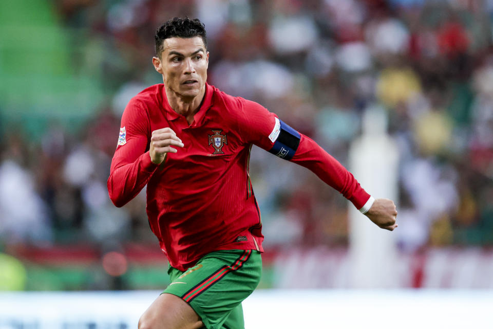 , PORTUGAL - JUNE 9: Cristiano Ronaldo of Portugal during the  UEFA Nations league match between Portugal  v Czech Republic at the Estadio Jose Alvalade on June 9, 2022 (Photo by David S. Bustamante/Soccrates/Getty Images)