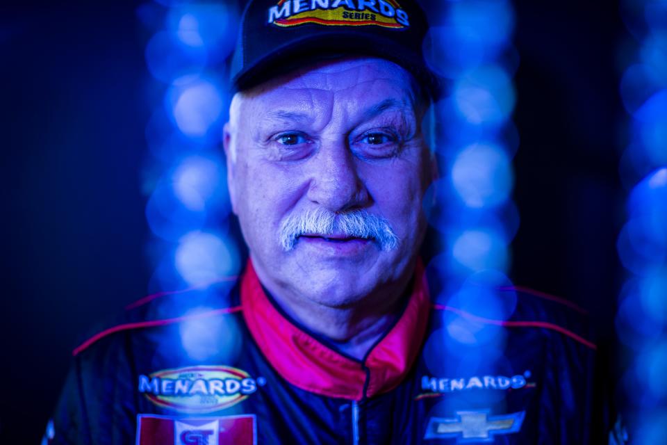 Dave Mader III, driver of the #63 Diamond C Ranch-PBW LLC Chevrolet, poses for a portrait before the the Lucas Oil 200 Driven by General Tire for the ARCA Menards Series at Daytona International Speedway in Daytona Beach, Florida on February 17, 2021. (Adam Glanzman/NASCAR)