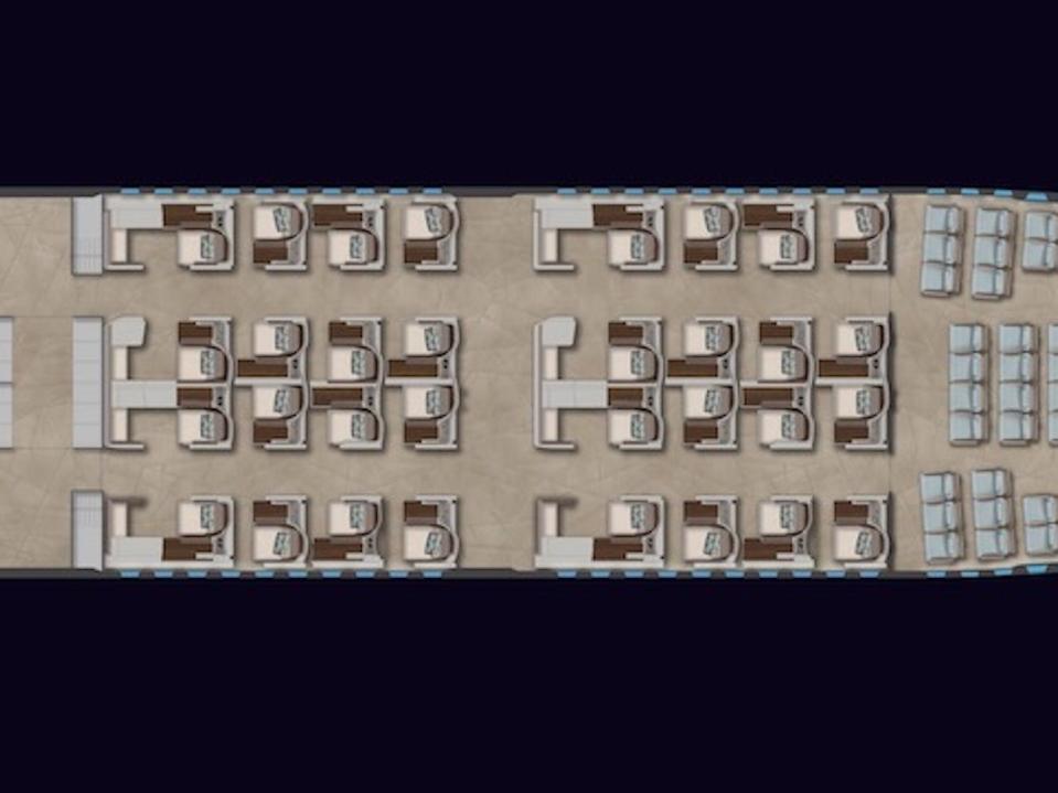 Lufthansa Technik BBJ 777-9 aft section seat map.