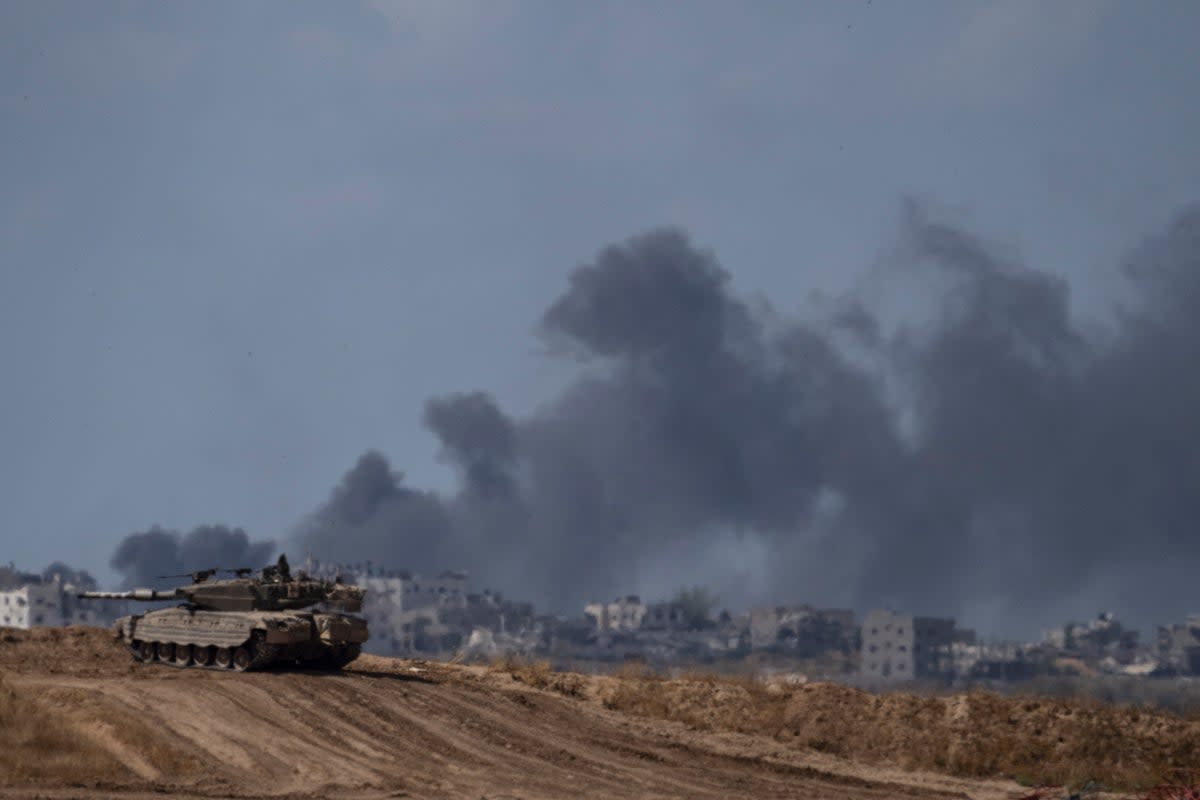 An Israeli tank is pictured near the Israeli-Gaza border  (Copyright 2024 The Associated Press. All rights reserved.)