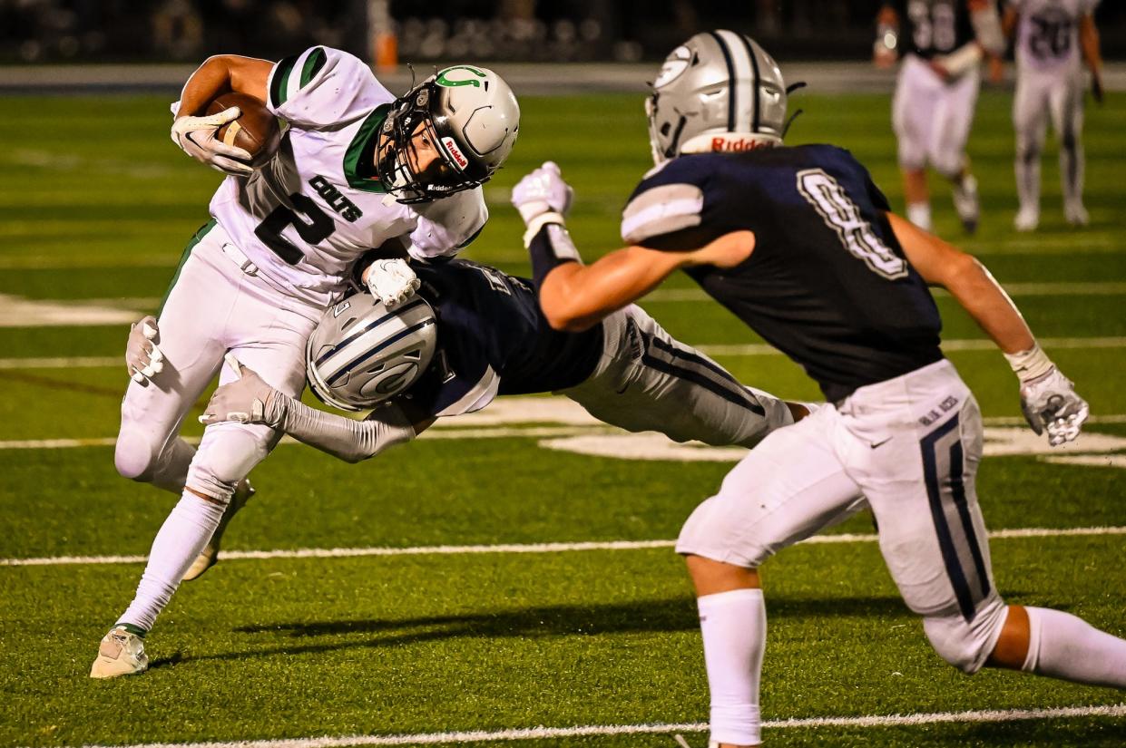 Clear Fork's Logan Anderson tries to gain extra yardage last week at Granville.