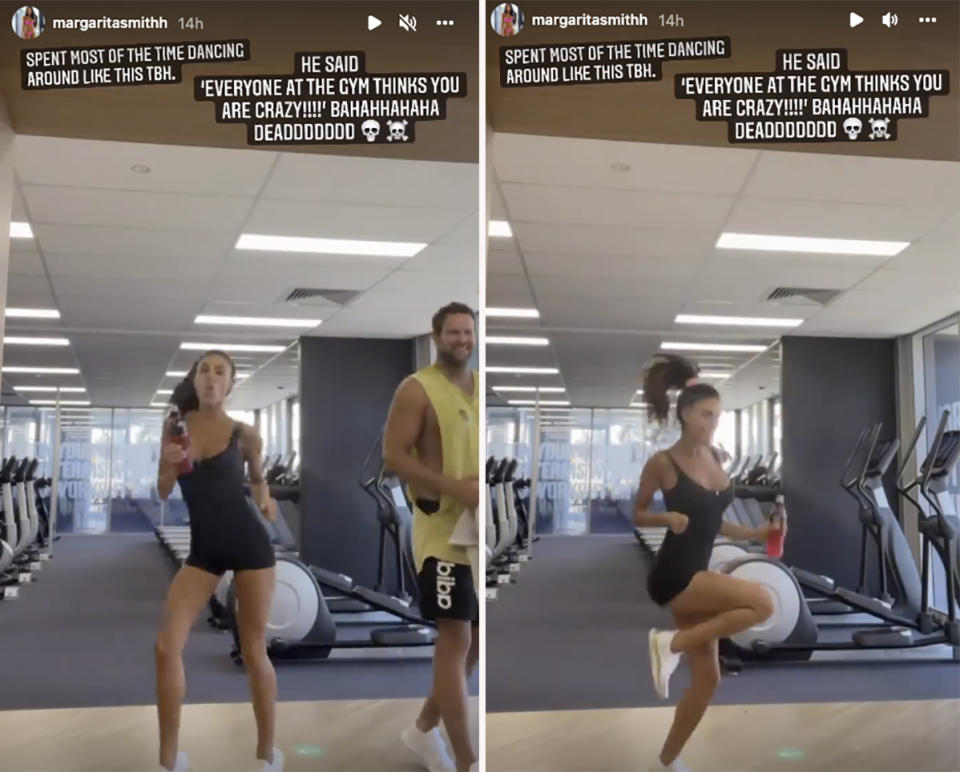 Margarita Smith dances at gym