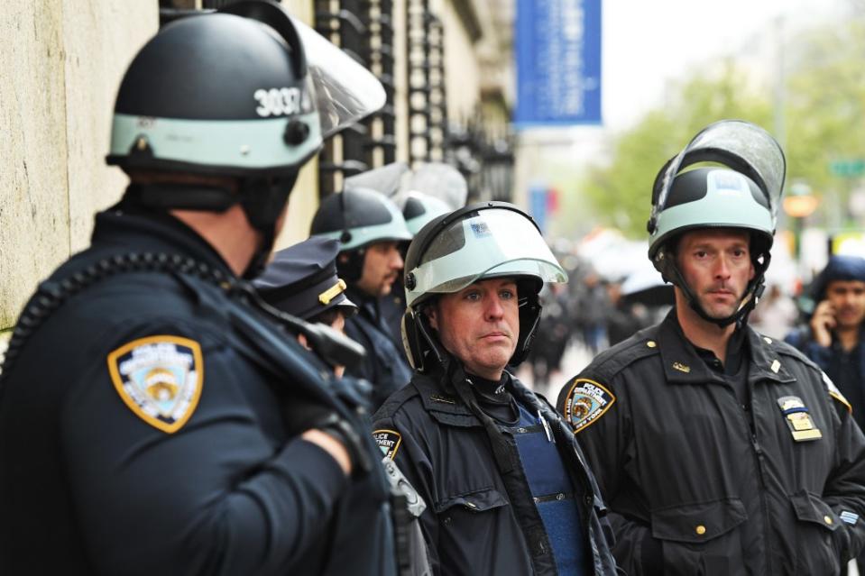 NYPD cops in riot gear descended on Columbia University on Thursday. Matthew McDermott