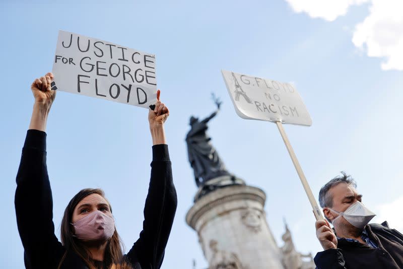 Protest against the death of George Floyd in Minneapolis police custody, in Paris