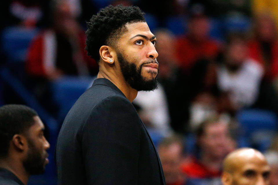 The NBA was planning to fine the Pelicans $100,000 per game if they sat Anthony Davis to protect his trade value. (Jonathan Bachman/Getty Images)