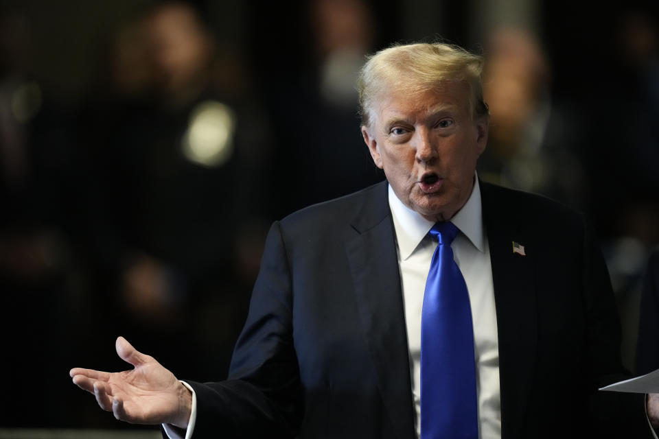 Former President Donald Trump arrives at Manhattan criminal court in New York, Thursday, May 30, 2024. (AP Photo/Seth Wenig, Pool)