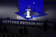 Britain's Home Secretary Suella Braverman speaks during the Conservative Party annual conference at the International Convention Centre in Birmingham, England, Tuesday Oct. 4, 2022. (Stefan Rousseau/PA via AP)