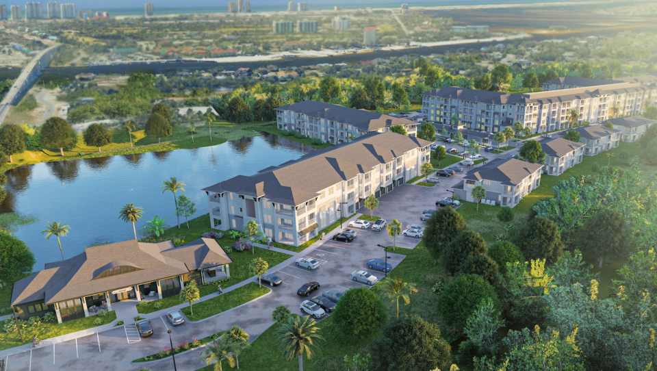 A rendering from Fifth Dimension Architecture & Interiors shows what a 325-unit apartment complex near Perdido Key will look like once it's completed.