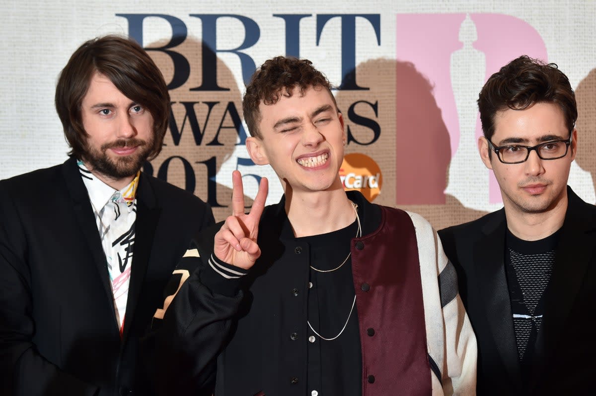 Years & Years: Mikey Goldsworthy, Olly Alexander and Emre Turkmen on the red carpet at the 2015 Brit Awards (AFP via Getty Images)