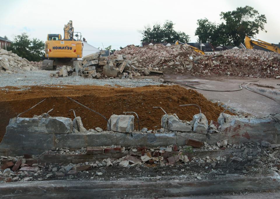 Demolition continues at the site of the Charles Richard Drew School (later the Drew Educational Support Center) as the time capsule from 1953 was opened next door at the Christina School District's board meeting, Tuesday, August 9, 2022. Drew (1904-1950), a pioneering Black doctor, didn't have a direct Delaware connection but was honored as the namesake of several schools.