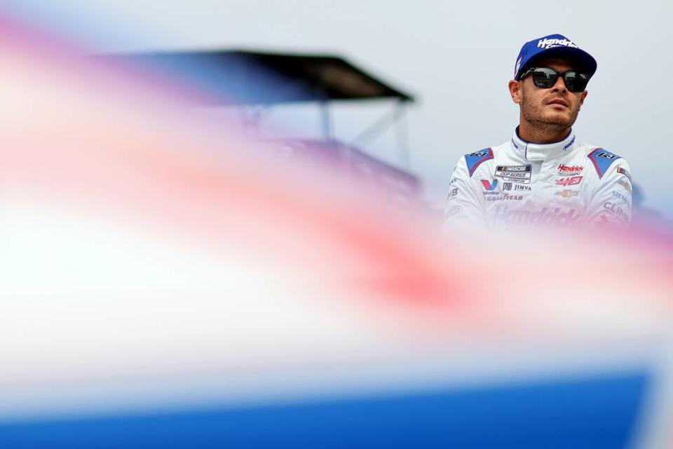 Mar 30, 2024; Richmond, Virginia, USA; NASCAR Cup Series driver Kyle Larson (5) during qualifying for the Toyota Owners 400 at Richmond Raceway.