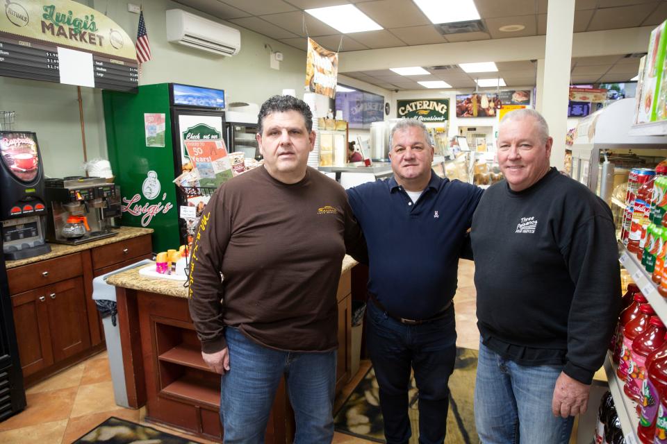 Luigi DeRiggi Jr., Vincenzo Berard, and Robert Kay, left to right, at Luigi's Deli, Butcher Shop & Catering, a third-generation deli and meat market that recently celebrated its 50th anniversary.  
South Toms River, NJ
Friday, May 12, 2023