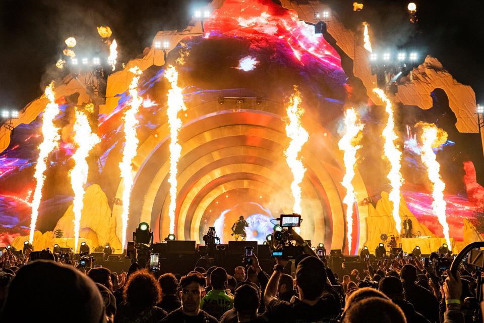 Travis Scott performs during 2021 Astroworld Festival at NRG Park on November 05, 2021 in Houston, Texas.