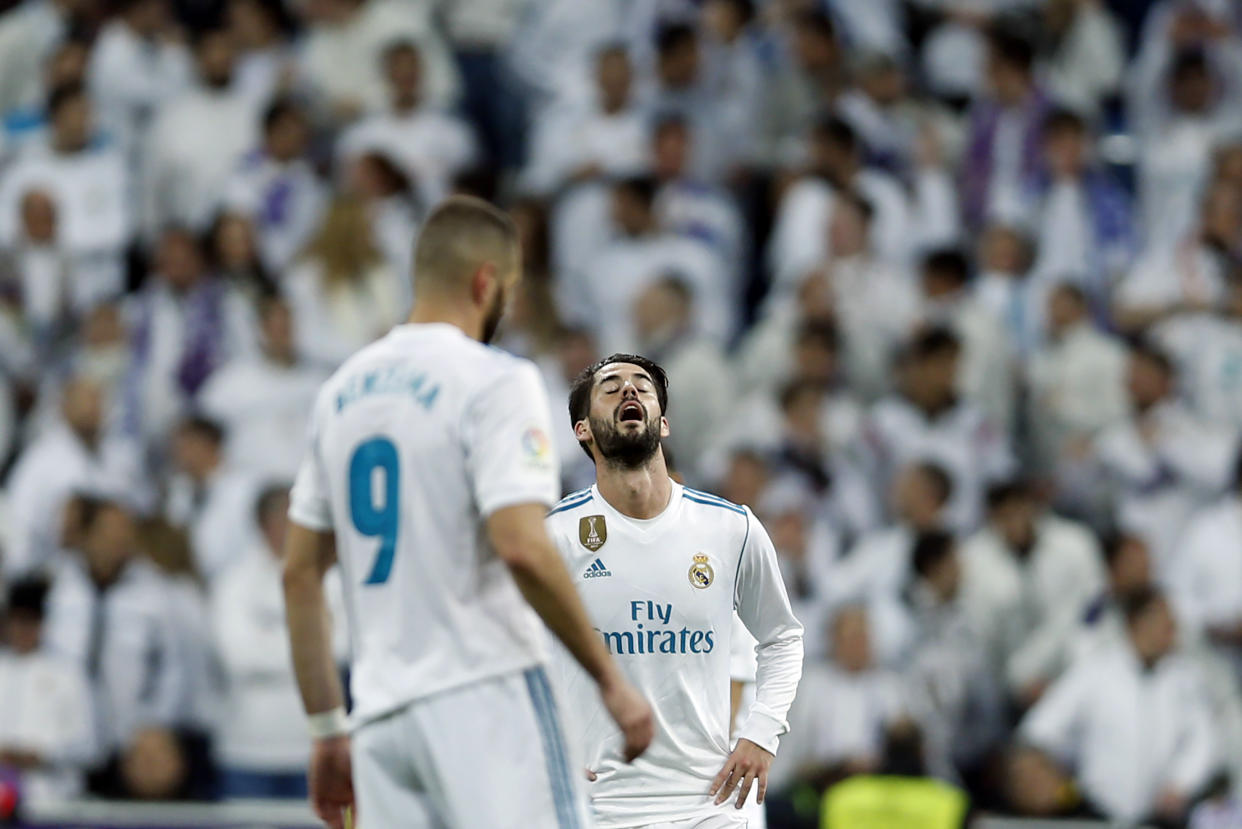 Isco lamenta una ocasión perdida para el Real Madrid en la vuelta de cuartos de final de la Copa del Rey frente al Leganés (Foto: AP Photo/Francisco Seco)