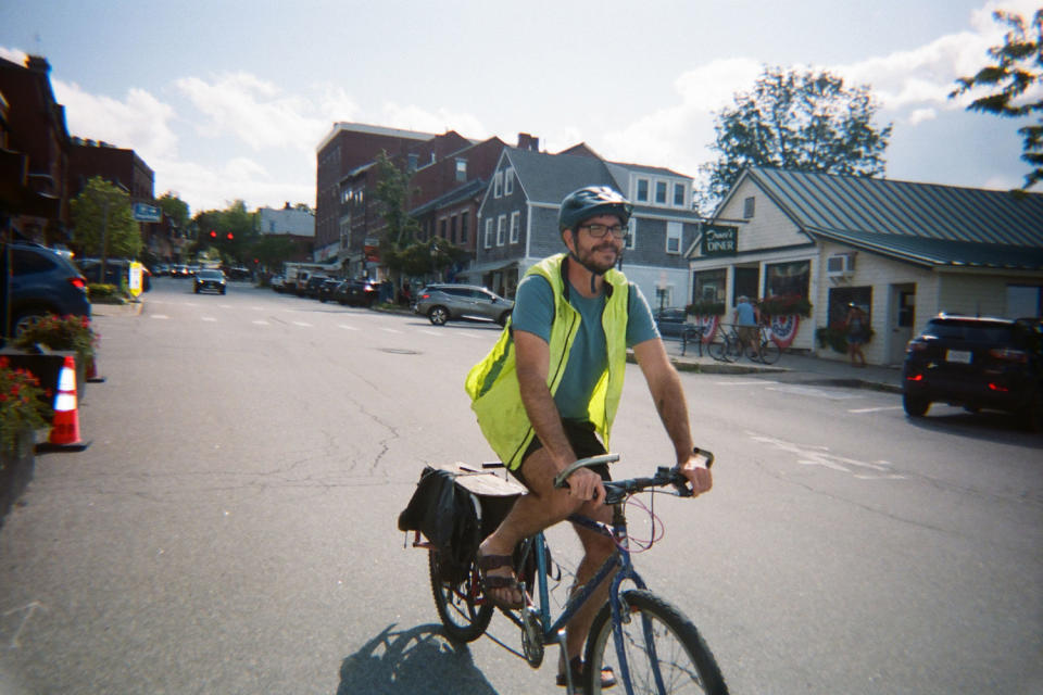 climate scientist exercise bicycle environmentalist (Evan Bush / NBC News)