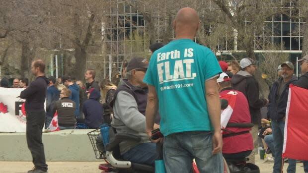 An anti-mask rally was held in downtown Regina over the weekend. Rallies across the province in recent months have promoted various conspiracy theories.