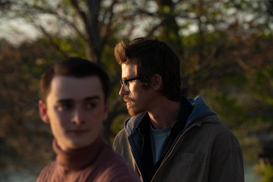 Garrett Hedlund (right) stars as a teacher hired to instruct a billionaire's son (Noah Schnapp) in the twisty thriller "The Tutor."