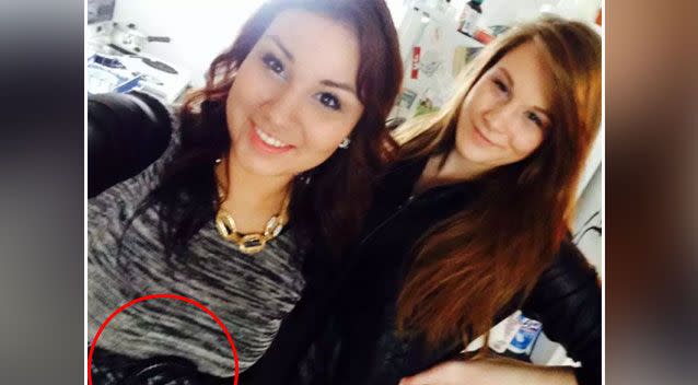 This photo of Cheyenne Antoine (left) and Brittney Gargol (right) discovered by police showed Antoine's belt to be the same as the one found at the murder scene. Source: Facebook/ CBC News