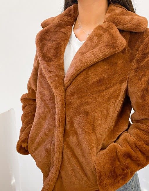 6) Brown Faux Fur Coat