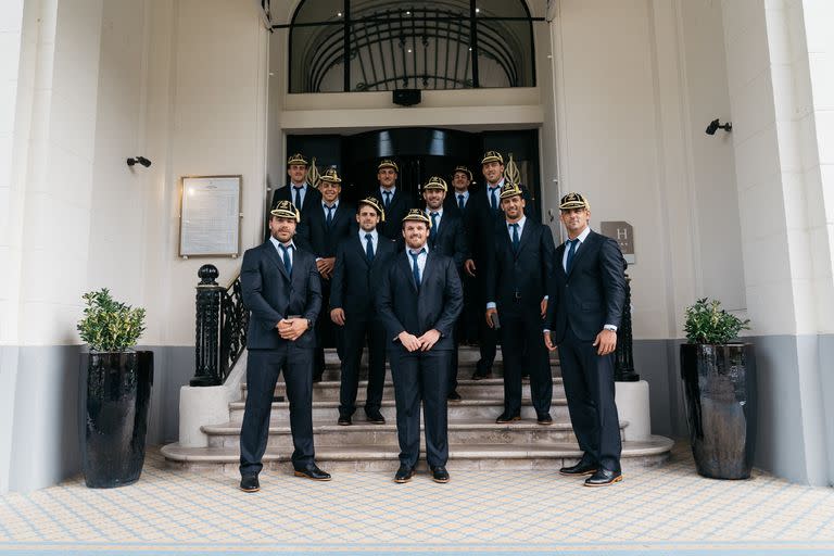 Los Pumas durante la presentación del equipo, en su base en el Rugby Club de La Baule