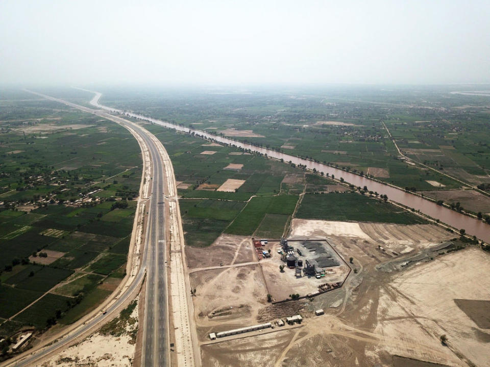 An aerial photo taken on Aug. 5, 2019 shows the Sukkur-Multan Motorway in central Pakistan, built as part of the China-Pakistan Economic Corridor (CPEC)<span class="copyright">Ahmad Kamal/Xinhua via Getty Images</span>