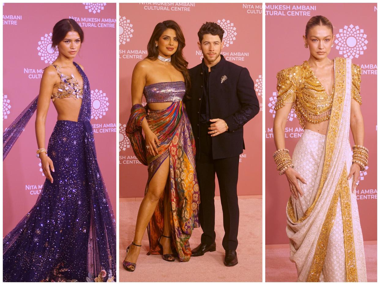 Zendaya, Priyanka Chopra-Jonas, Nick Jonas, and Gigi Hadid at the NMACC gala.