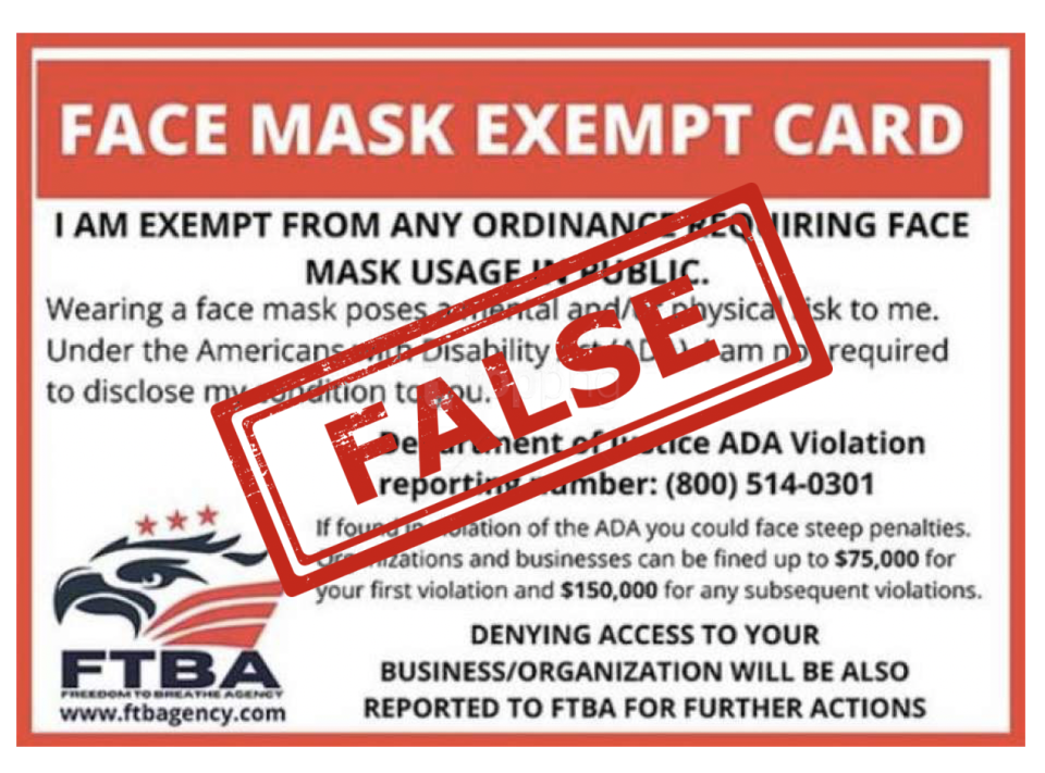 False exemption card circulating online.
