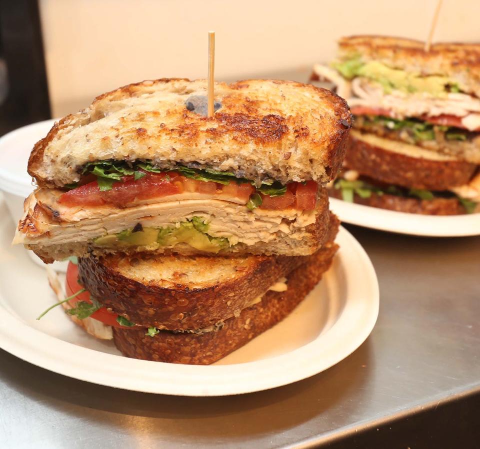 The avocado black bean sandwich with turkey at NOMZ.