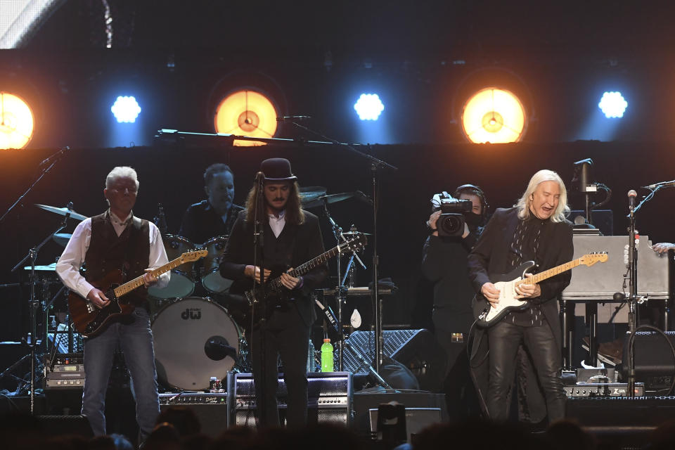 Don Henley, Deacon Frey and Joe Walsh at the Eagles’ “Hotel California” concert at the Forum - Credit: Michael Buckner for Variety