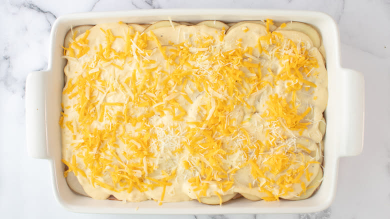 casserole with cheese topping