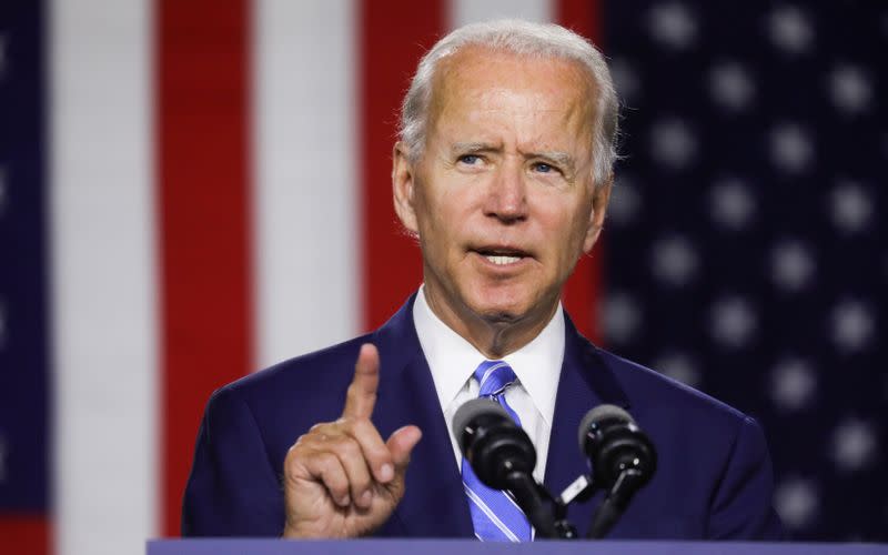 Democratic U.S. presidential candidate Biden speaks at campaign event in Wilmington, Delaware