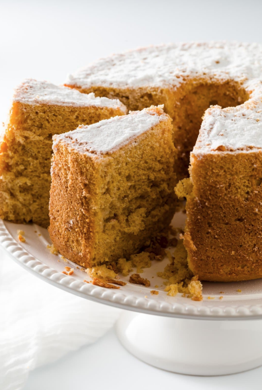 <p>Cupcake Project</p><p>This pumpkin chiffon cake recipe is tender and sweet with hints of fall spices! </p><p><strong>Get the recipe: <em><a href="https://www.cupcakeproject.com/pumpkin-chiffon-cake/" rel="nofollow noopener" target="_blank" data-ylk="slk:Pumpkin Chiffon Cake;elm:context_link;itc:0;sec:content-canvas" class="link ">Pumpkin Chiffon Cake</a></em></strong></p>