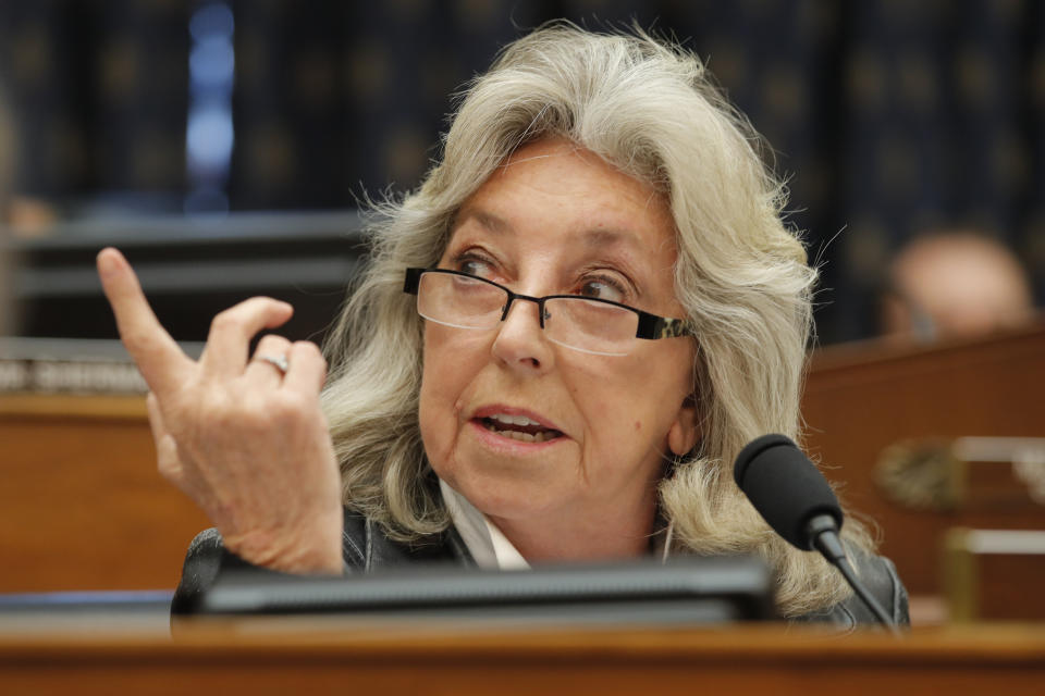 FILE - U.S. Rep. Dina Titus, D-Nev., speaks during a House Foreign Affairs Committee hearing in Washington on Feb. 28, 2020. Six-term Rep. Titus is seeking reelection to Nevada's 1st Congressional District seat in the Nov. 8, 2022 election. (AP Photo/Carolyn Kaster, File)