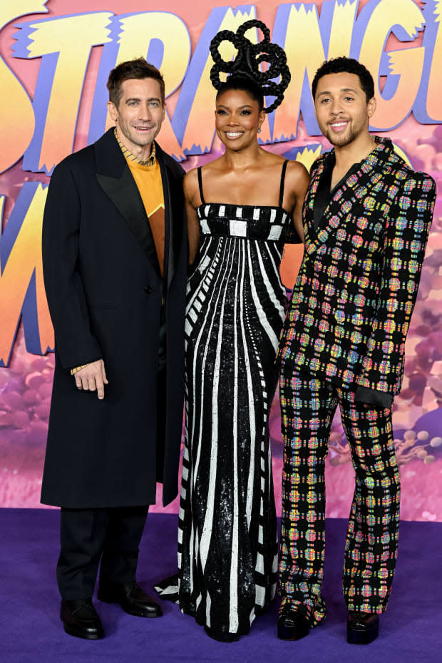 Jake Gyllenhaal, Gabrielle Union and Jaboukie Young-White at the "Strange World" London premiere.<p>Photo: Jeff Spicer/Getty Images</p>