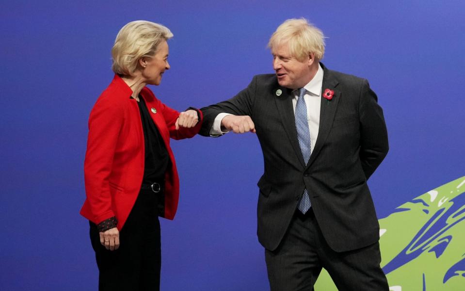 Boris Johnson greets European Commission President Ursula von der Leyen - Getty