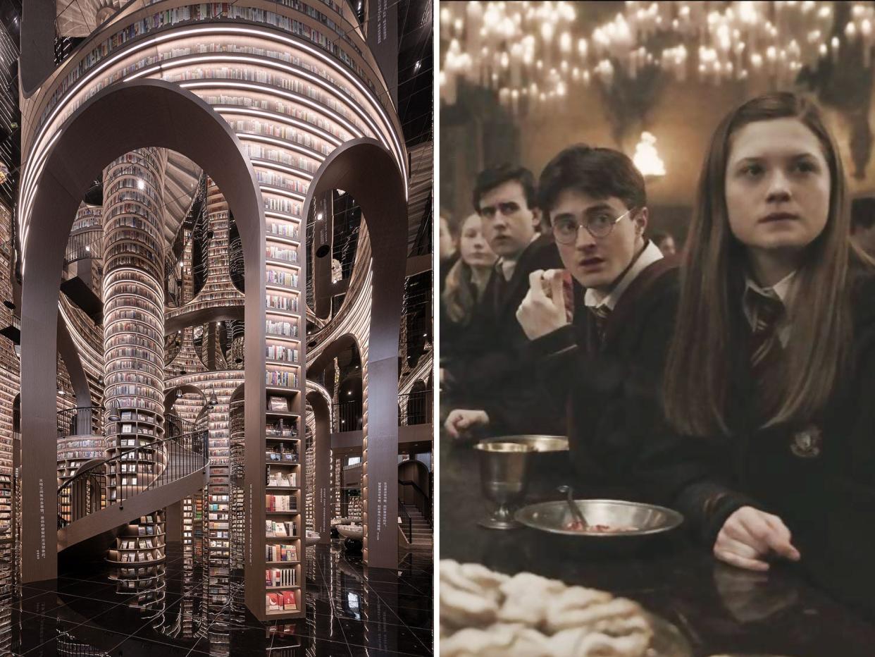 Dujiangyan Zhongshuge bookstore diptych with Harry Potter