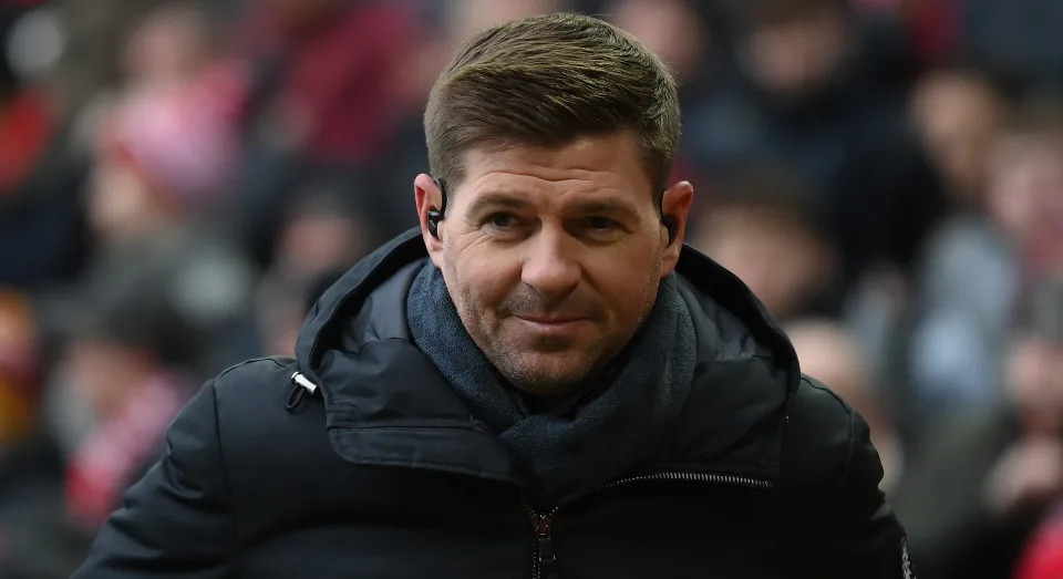 Steven Gerrard looks on ahead of the Premier League match between Liverpool and Chelsea at Anfield on 21 January, 2023 in Liverpool, United Kingdom.